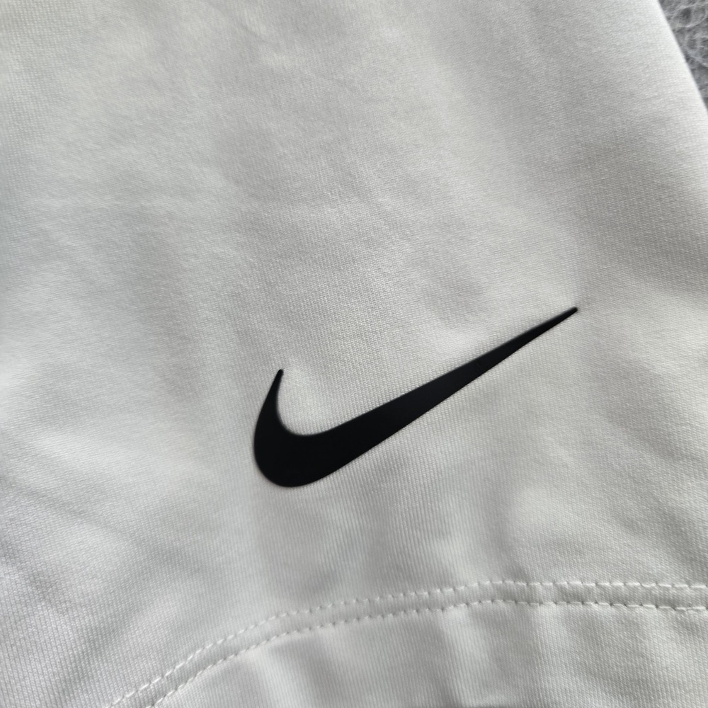 Nike Men Polo L White Striped Vapor Swoosh Logo Dri Fit Golf Short Sleeve - Picture 10 of 11